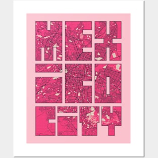 Mexico City Map Typography - Blossom Posters and Art